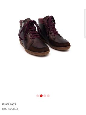 PIKOLINOS Men’s Burgundy and Brown Leather High-Top Sneakers